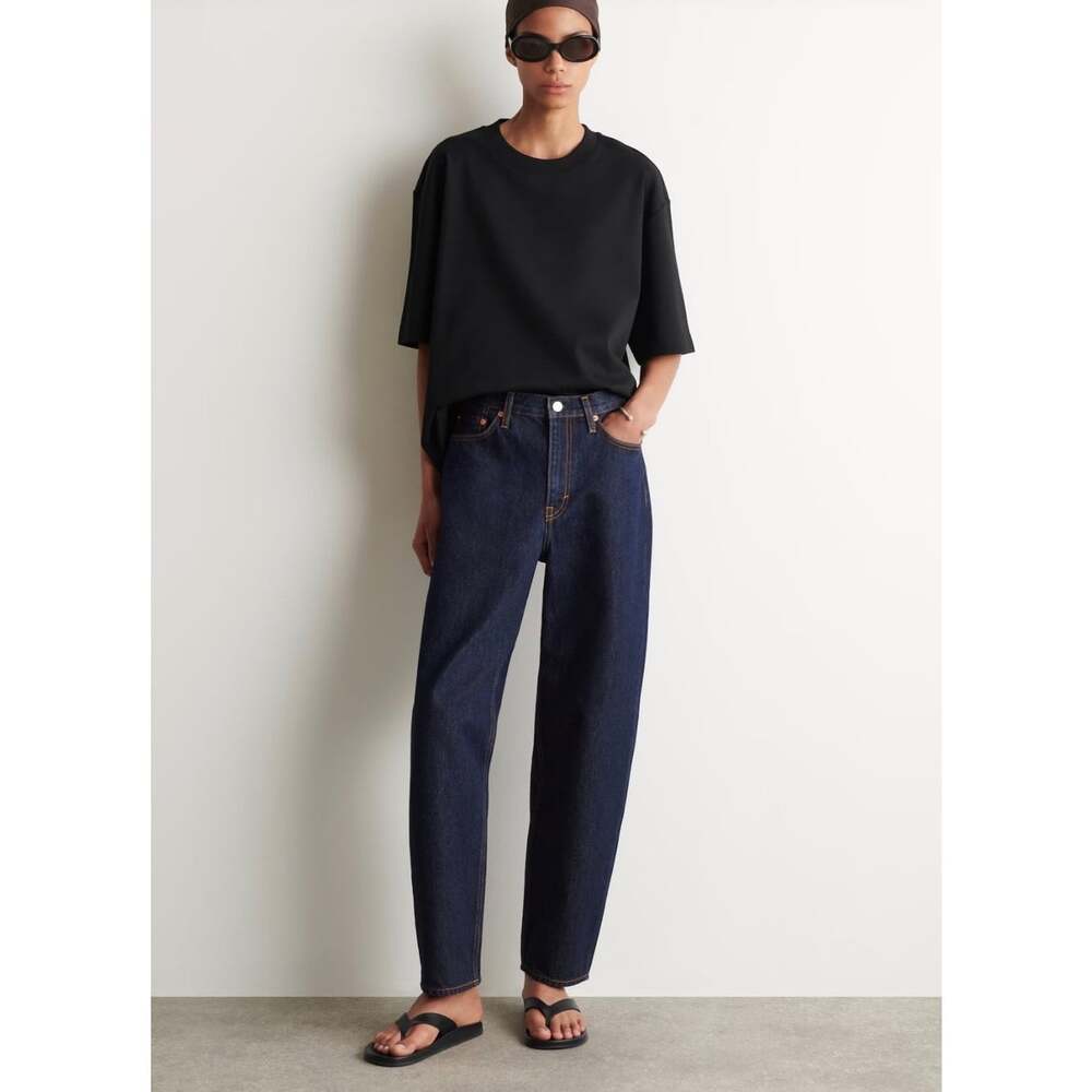 COS Arch Tapered Jeans Women’s 26 Dark Indigo High Rise Ankle 100% Cotton EUC
